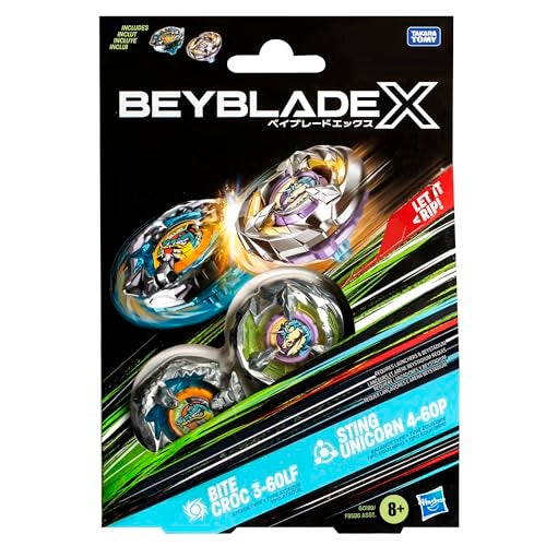 BeyBlade باي بليد إكس باك دوال من بايت كروك 3-60LF و ستينغ يونيكورن 4-60P مع 2 قمة دوارة في اتجاه اليمين؛ ألعاب قمة القتال للأولاد والبنات بعمر 8 سنوات - Image 3