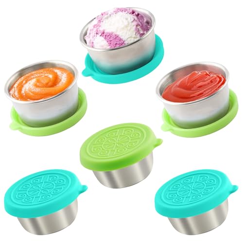 Qukaka 6x1.6 Oz Salad Dressing Containers With Lids, Small Leakproof Reusable Stainless Steel Salad Dressing Container To Go For Lunch Boxes,Sauce containers, Picnics,Travel Meal Prep And Kitchen Storage. - Image 1