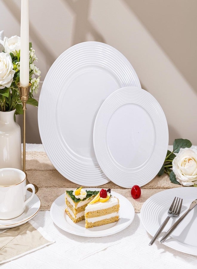 FLOWERCAT 100PCS White Plastic Plates - Heavy Duty Plastic Plates Disposable-Straw hat plates for Summer party &Wedding - Serve for 50guests party(10inch & 7inch)(White) - Image 5