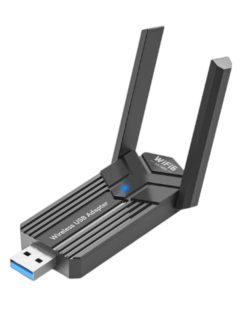 AX1800 USB WiFi Adapter for Desktop PC, USB WiFi Dongle, Four Band 5Ghz(1201Mbps) + 2.4Ghz(600Mbps), MU-MIMO, Beamforming, WPA3 Encryption, Built-in Driver, Support Win 11/10 (2 Antennas) - Image 1