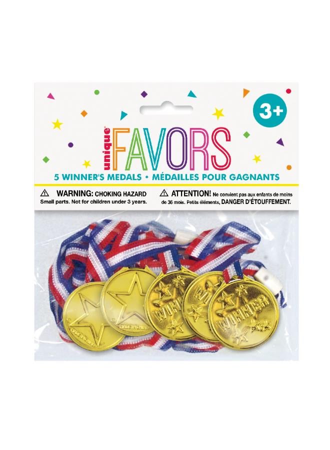 Unique Winner Gold Medal Party Favours - Pack Of 5 - Image 2
