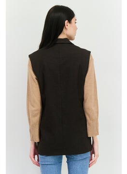 MANGO Women Regular Fit Sleeveless Textured Waistcoat, Dark Brown  - Image 2