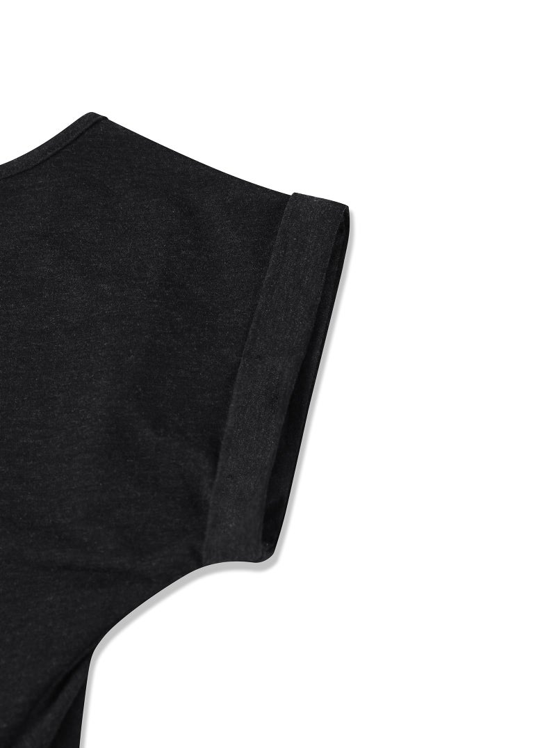 LilyCoco Womens V Neck T Shirts Sexy Cropped Cold Shoulder Tops Open Back Top Black Large - Image 4
