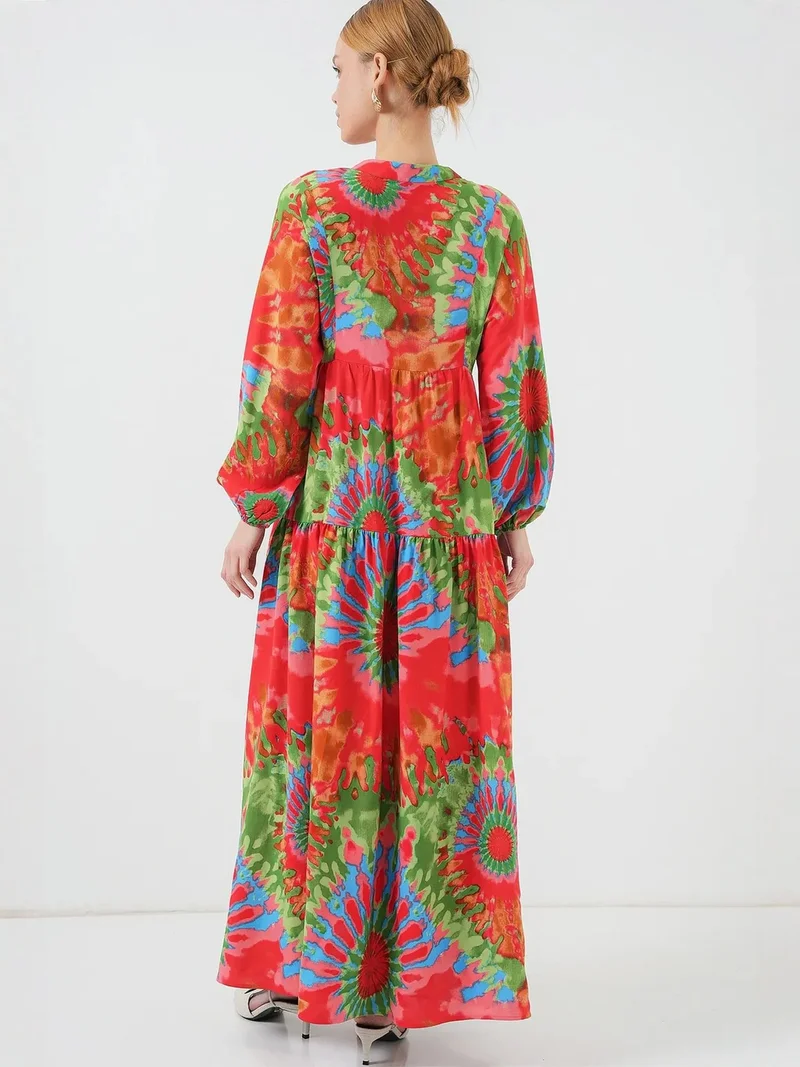 Big Dart Black BDART Printed V-Neck Maxi Dress for Women | Best Price UAE