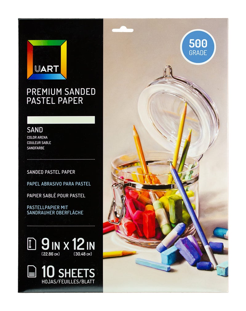 Uart Sanded Pastel Art Paper, Off-White, 9" x 12" Paper, Grit #500, 10 Sheet Pack - Image 1