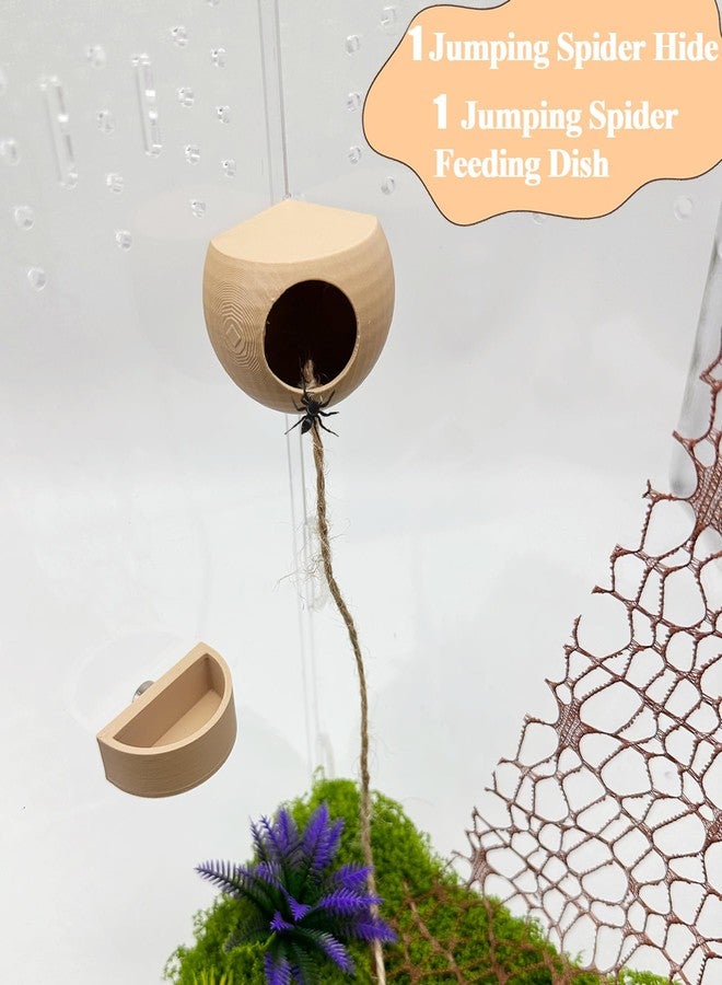 Okueejur Jumping Spider Hide with Magnets & Feeding Dish – Enclosure Accessories for Pet Jumping Spiders, Hideout Set for Spider Habitat (Pink) (Terrarium Not Included) - Image 4