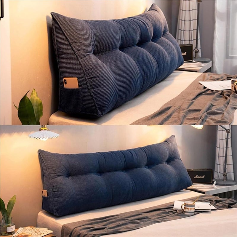 Triangular Headboard Pillow,Large Headboard Pillow Queen Reading Wedge Pillow Solid Color Bed Cushion Queen Cushion Headboard Backrest Wedge Pillow Neck and Lumbar,(B,100x50x20cm) - Image 3