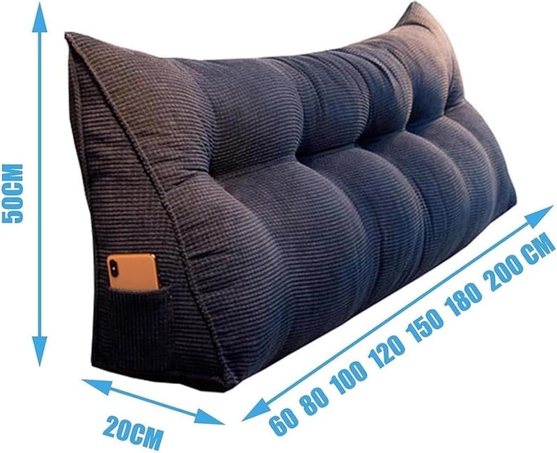 Triangular Headboard Pillow,Large Headboard Pillow Queen Reading Wedge Pillow Solid Color Bed Cushion Queen Cushion Headboard Backrest Wedge Pillow Neck and Lumbar,(B,100x50x20cm) - Image 2