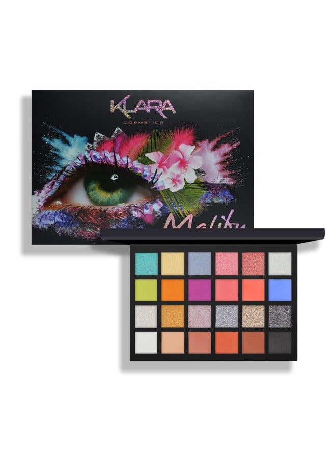 Klara Cosmetics 24 Eyeshadow Palette - Eye Makeup Palette with Matte, Shimmer and Metallic Finishes - Face Makeup Palette - Malibu - 2.5 oz - Image 1