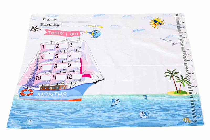 Keshav Creation Baby Boy's and Baby Girl's Monthly Milestone Forever Love Growth Chart Picture Blanket with Month Marker Multicolour 0 to 12 Months_Ship_1 - Image 3