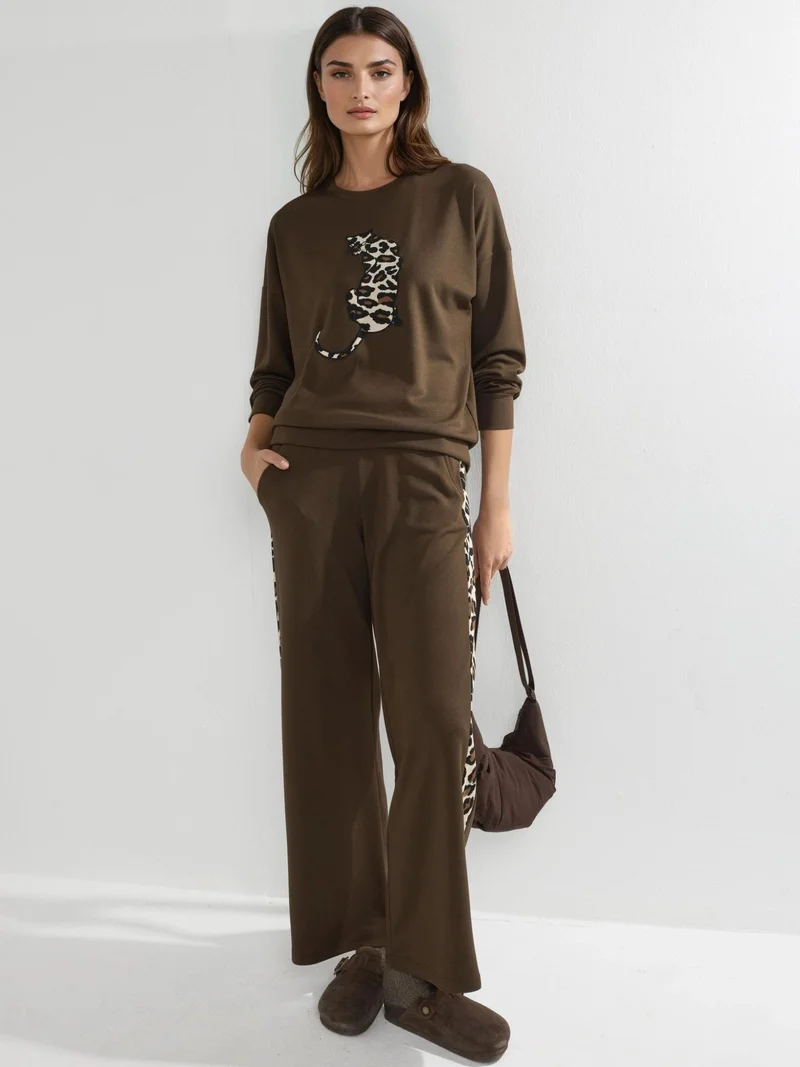 زوبعة Modal Touch Leopard Pattern Two-Piece Set Bersan Collection