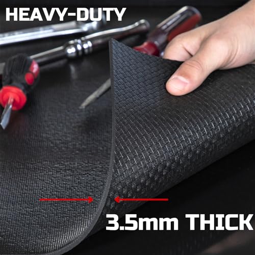 ONREVA Tool Box Liner 24 inch Wide x 24 Ft Large, Toolbox Drawer Liners, Heavy Duty Shelf Rubber Mat, Non Slip Pad Organizer for Rolling Tool Chest Drawers, Cabinet, Workbench, Black - Image 4