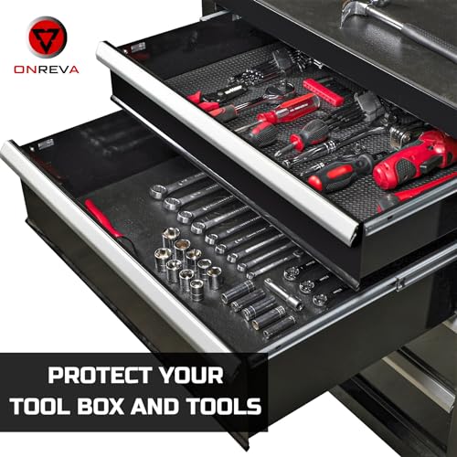 ONREVA Tool Box Liner 24 inch Wide x 24 Ft Large, Toolbox Drawer Liners, Heavy Duty Shelf Rubber Mat, Non Slip Pad Organizer for Rolling Tool Chest Drawers, Cabinet, Workbench, Black - Image 2