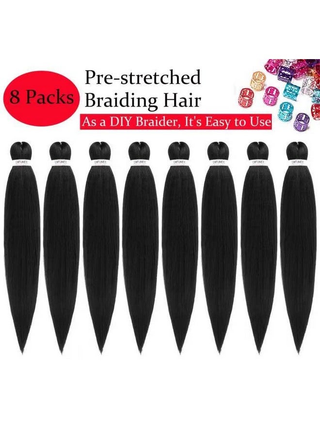 Difunee Prestretched Braiding Hair 24 Inch 8 Packs Long Braiding Hair Yaki Texture Soft Crochet Braids Natural Black Hot Water Setting Twist Synthetic Braiding Hair Extensions（24 Inch 1B8P)  - Image 3