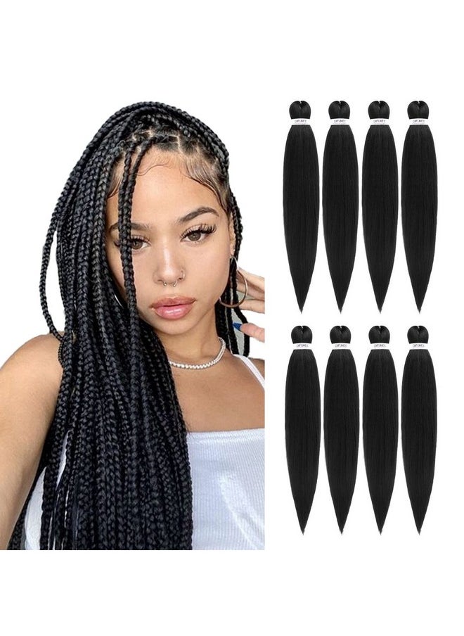 Difunee Prestretched Braiding Hair 24 Inch 8 Packs Long Braiding Hair Yaki Texture Soft Crochet Braids Natural Black Hot Water Setting Twist Synthetic Braiding Hair Extensions（24 Inch 1B8P)  - Image 2