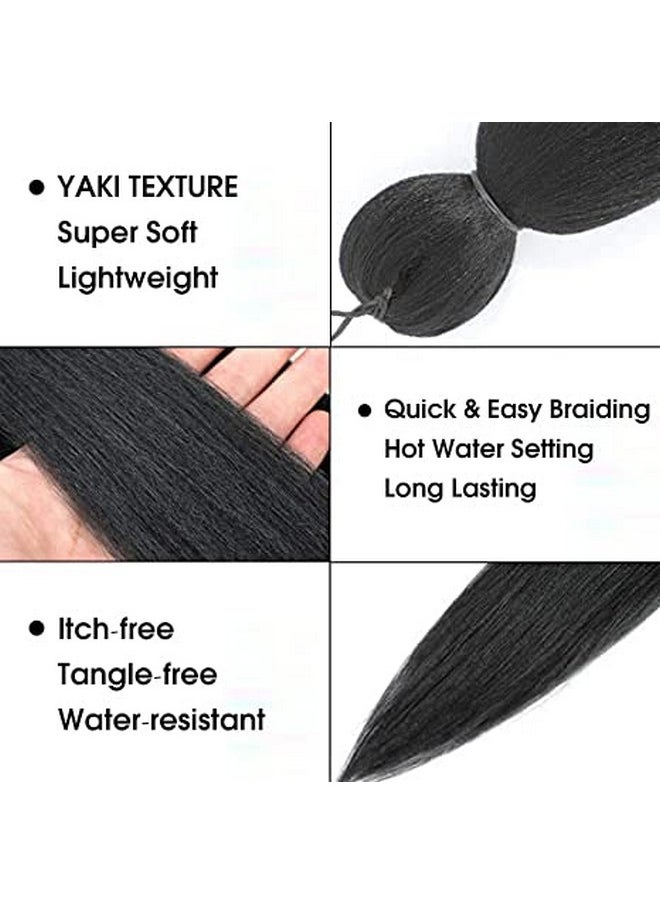 Difunee Prestretched Braiding Hair 24 Inch 8 Packs Long Braiding Hair Yaki Texture Soft Crochet Braids Natural Black Hot Water Setting Twist Synthetic Braiding Hair Extensions（24 Inch 1B8P)  - Image 5