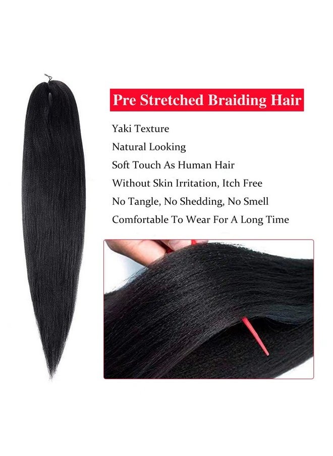 Difunee Prestretched Braiding Hair 24 Inch 8 Packs Long Braiding Hair Yaki Texture Soft Crochet Braids Natural Black Hot Water Setting Twist Synthetic Braiding Hair Extensions（24 Inch 1B8P)  - Image 4