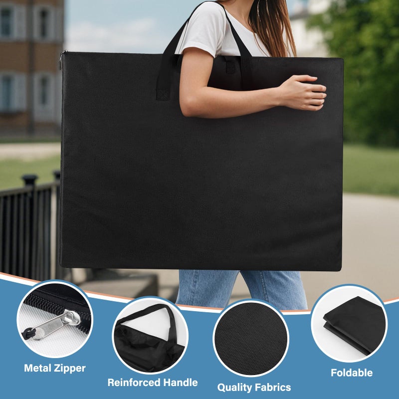 ZKOO Art Portfolio Bag, Light Weight Art Canvas Portfolio Case with Nylon Shoulder Strap, Carrying Storage Case for Artwork, Poster, Sketching, and Drawing (Compatible 18 * 24 Inch-Black) - Image 4