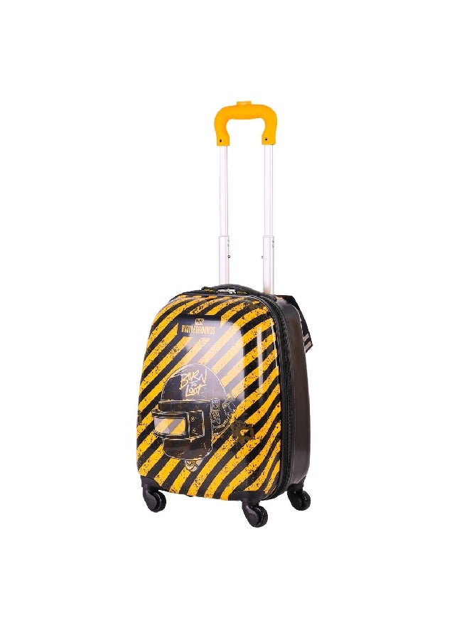 PUBG Kids Luggage Trolley Bag with Reusable Stickers Black and Yellow 18inch TBT23PBBGKL410 - Image 1