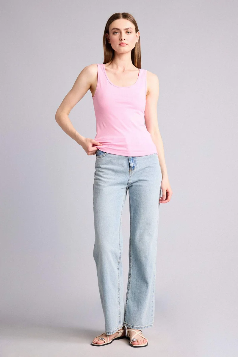 DeFacto Slim Fit Basic Round Collar Sleeveless Tank Top