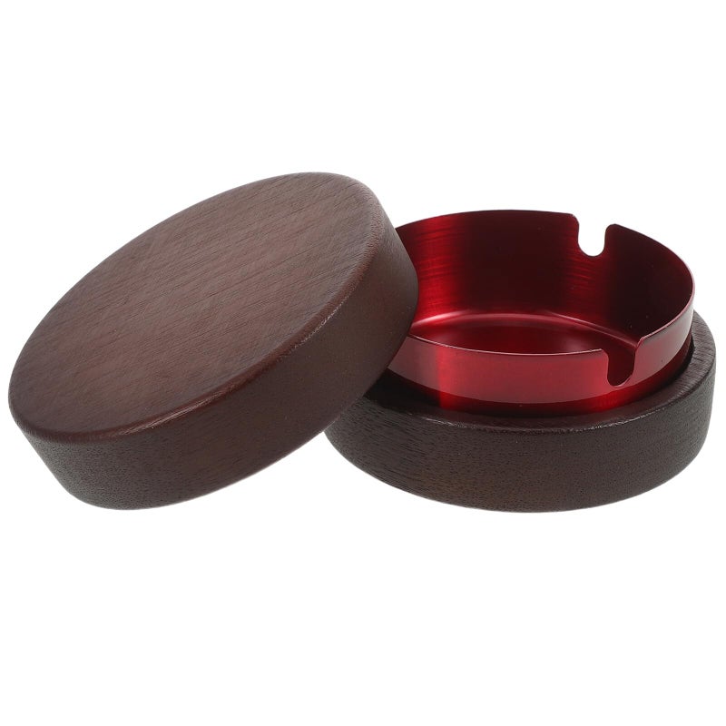 Stainless Steel Windproof Ashtray with Lid for Car Home Office Outdoor Round Red - Image 2