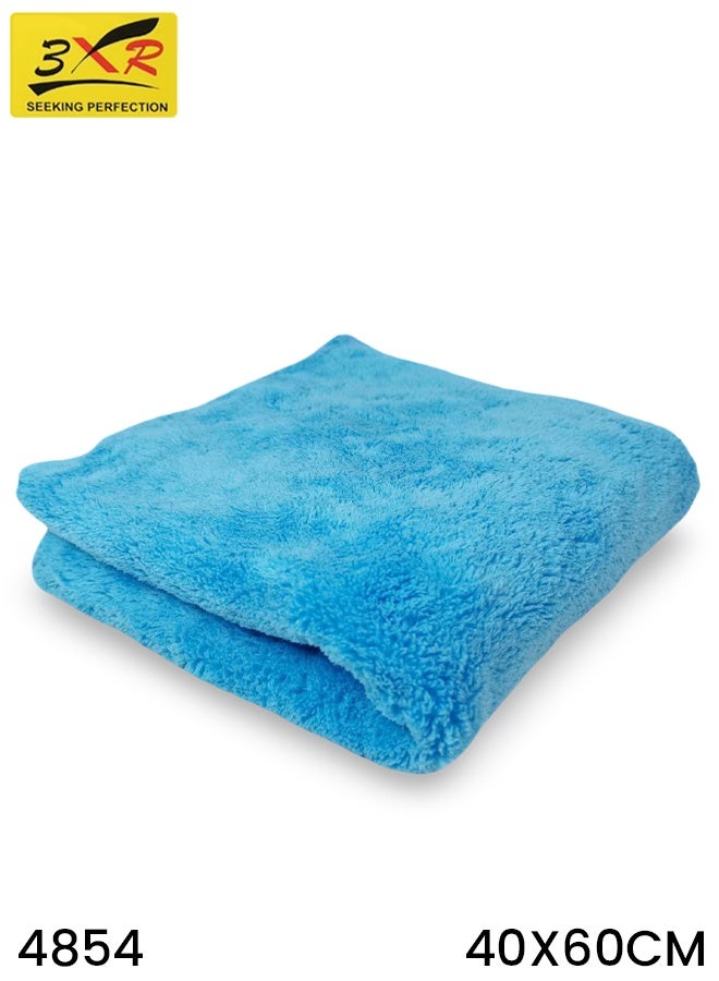3XR Microfiber Cleaning Cloth 40x60cm, Extra Thick 550GSM Plush Towel for Car, Bike, and Home Cleaning, Ultra Absorbent Soft Drying Towel for Polishing, Dusting, Washing, and Waxing – Lint-Free & Scratch-Free Surface Care, light blue colour - Image 1