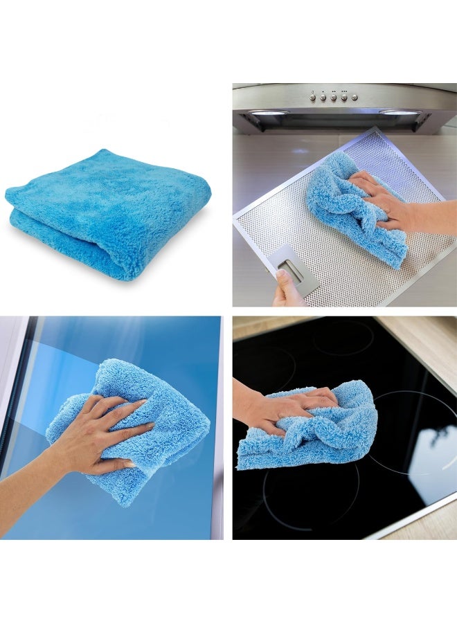 3XR Microfiber Cleaning Cloth 40x60cm, Extra Thick 550GSM Plush Towel for Car, Bike, and Home Cleaning, Ultra Absorbent Soft Drying Towel for Polishing, Dusting, Washing, and Waxing – Lint-Free & Scratch-Free Surface Care, light blue colour - Image 2