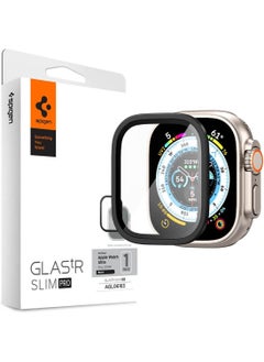 Spigen Glastr Slim Pro for Apple Watch Ultra 2 / Apple Watch Ultra (49mm) Tempered Glass Screen Protector Full Cover with Alloy Frame - Black  - Image 1