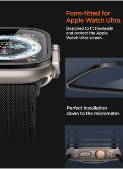 Spigen Glastr Slim Pro for Apple Watch Ultra 2 / Apple Watch Ultra (49mm) Tempered Glass Screen Protector Full Cover with Alloy Frame - Black  - Image 3