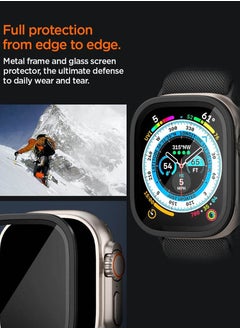 Spigen Glastr Slim Pro for Apple Watch Ultra 2 / Apple Watch Ultra (49mm) Tempered Glass Screen Protector Full Cover with Alloy Frame - Black  - Image 4