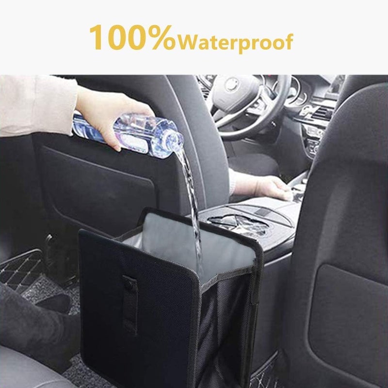 AYADA Folding Car Rubbish Bin with Adjustable Lanyard - Portable Waterproof Organizer (7L, Black) - Image 5