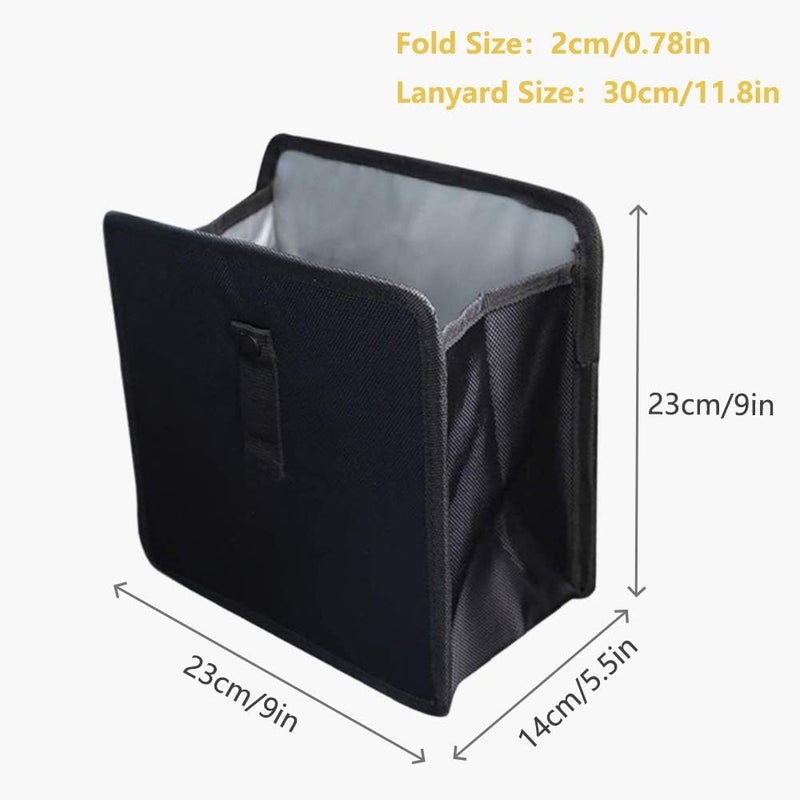 AYADA Folding Car Rubbish Bin with Adjustable Lanyard - Portable Waterproof Organizer (7L, Black) - Image 3