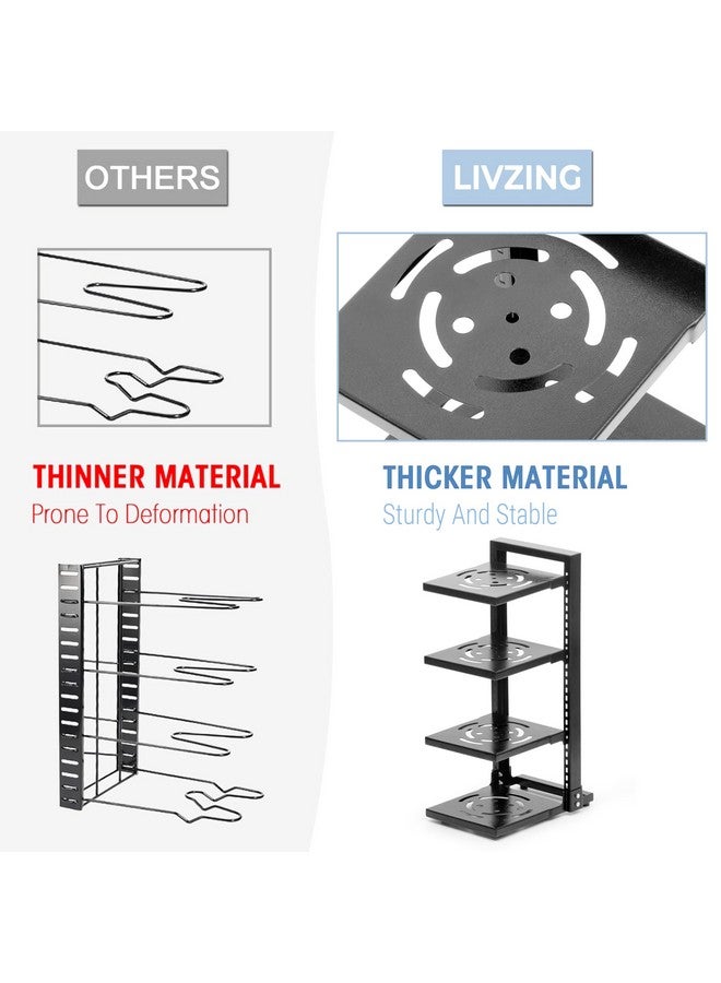 Livzing 4 Tier Hight Adjustable Metal Portable Pot Pan Rack Countertop Organizer Heavy Duty Countertop Floating Shelves Pan Pot Organizer Rack Tiered Shelf Cabinet Pantry Pot Pan Holder - 3 Diy Method - Image 5
