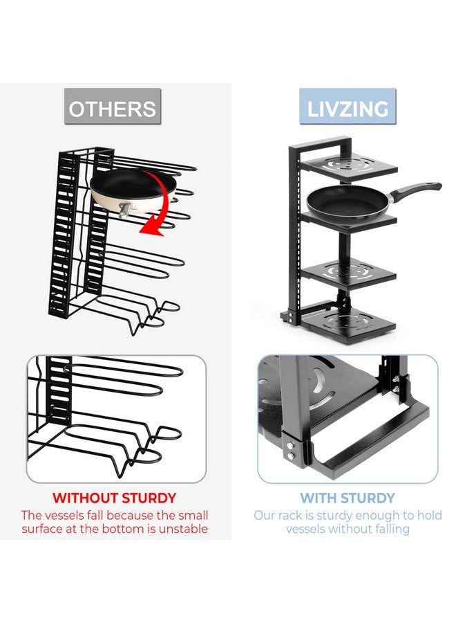 Livzing 4 Tier Hight Adjustable Metal Portable Pot Pan Rack Countertop Organizer Heavy Duty Countertop Floating Shelves Pan Pot Organizer Rack Tiered Shelf Cabinet Pantry Pot Pan Holder - 3 Diy Method - Image 4