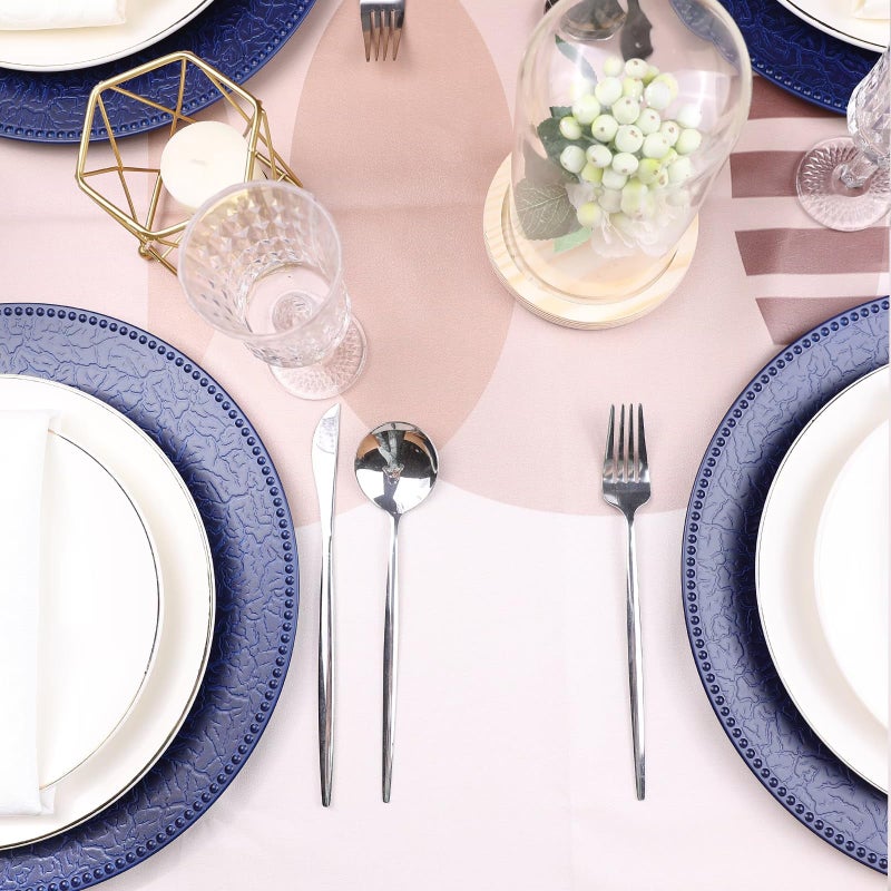 SforGUVA Navy Blue Chargers for Dinner Plates with Beaded Rims, Set of 12 Plastic Bulk Wedding Charger Plates for Thanksgiving, Christmas, Holiday Party Table Setting. - Image 4