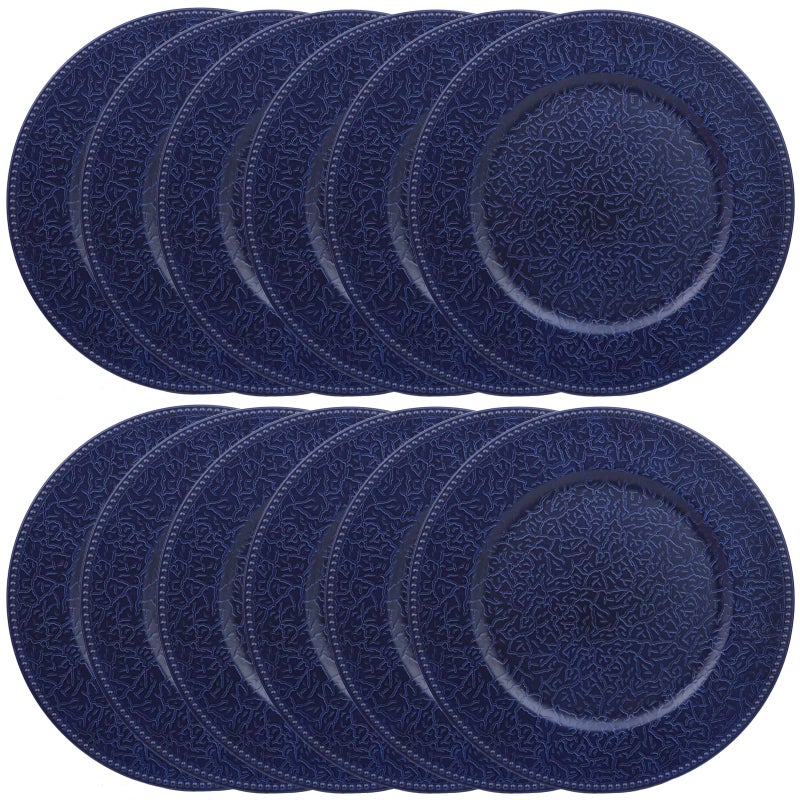 SforGUVA Navy Blue Chargers for Dinner Plates with Beaded Rims, Set of 12 Plastic Bulk Wedding Charger Plates for Thanksgiving, Christmas, Holiday Party Table Setting. - Image 1