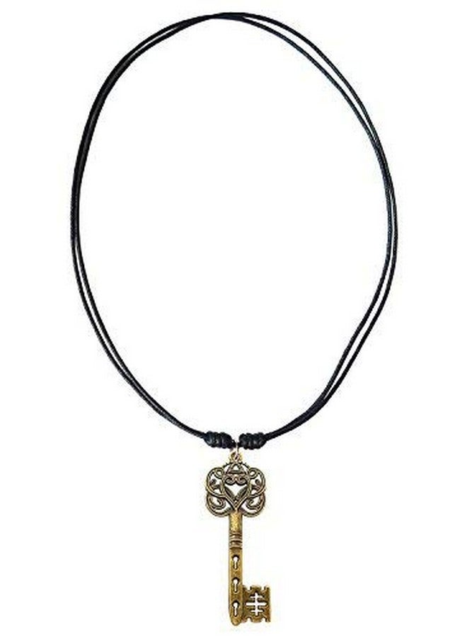 Bijoux De Ja Antique Bronze Celtic Knot Skeleton Key Charm Pendant Adjustable Cord Necklace - Image 2