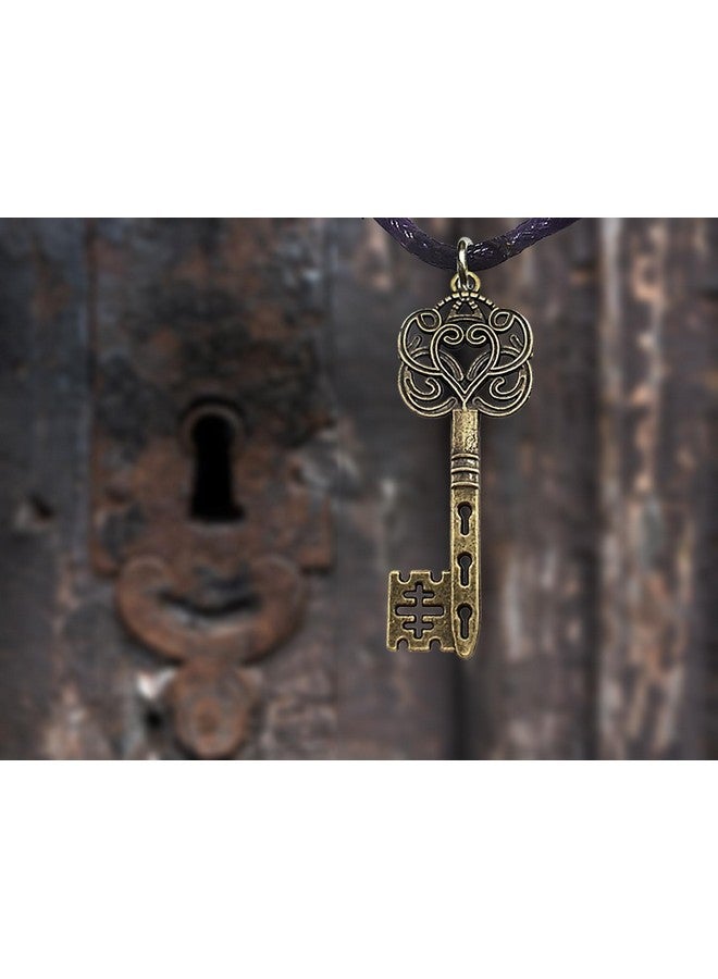 Bijoux De Ja Antique Bronze Celtic Knot Skeleton Key Charm Pendant Adjustable Cord Necklace - Image 5