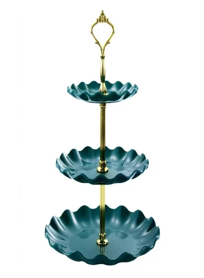 Markeny 3-Tier Dessert Cake Stand, Plastic Pastry Stand Small Cupcake Stand - Be Used in Combination or Separately (Green) - Image 1