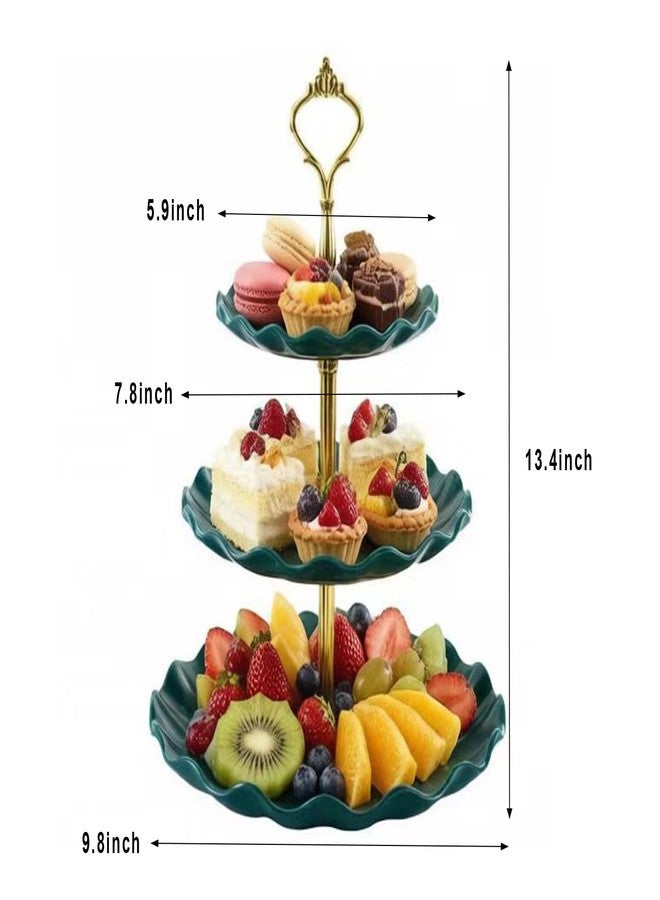 Markeny 3-Tier Dessert Cake Stand, Plastic Pastry Stand Small Cupcake Stand - Be Used in Combination or Separately (Green) - Image 2