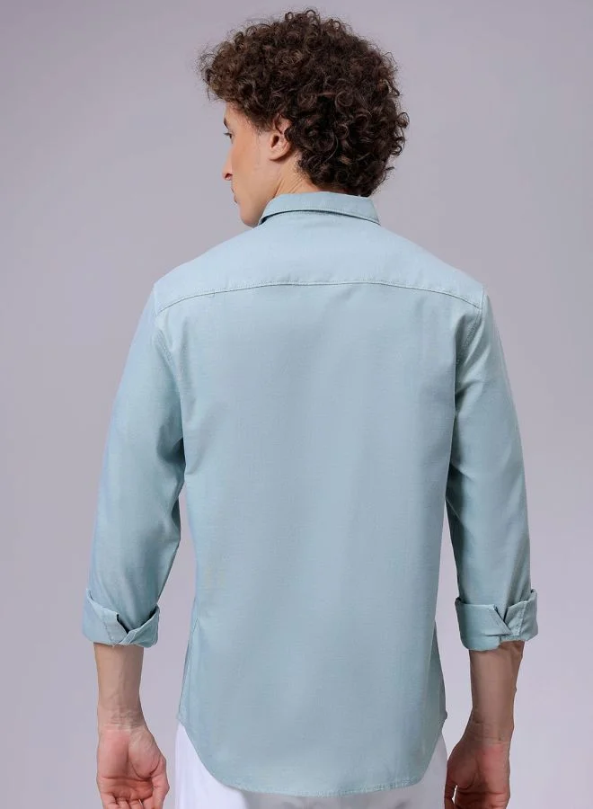 The Indian Garage Co Men Slim Fit Solid Full Sleeves Cutaway Collar Casual Shirt