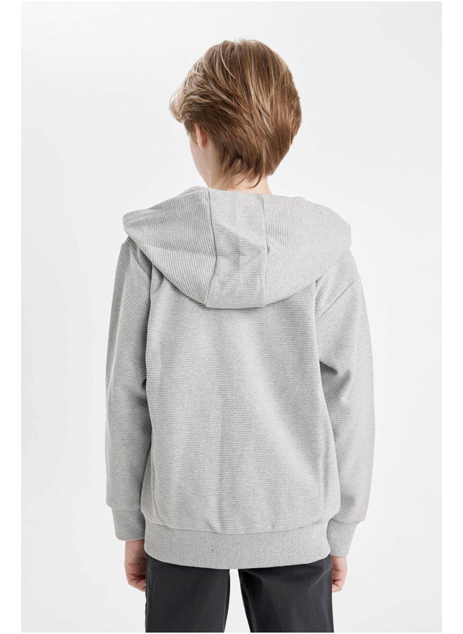 DeFacto Boy Knitted Regular Fit Hooded Long Sleeve Cardigan  - Image 5