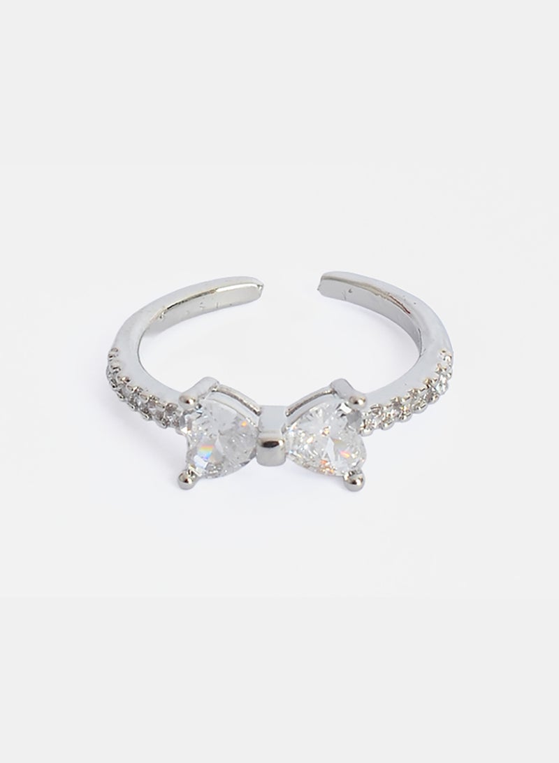 Akher el Ankoud Women'S Open Ring With A Bow Design, Studded With Zircon - Image 2
