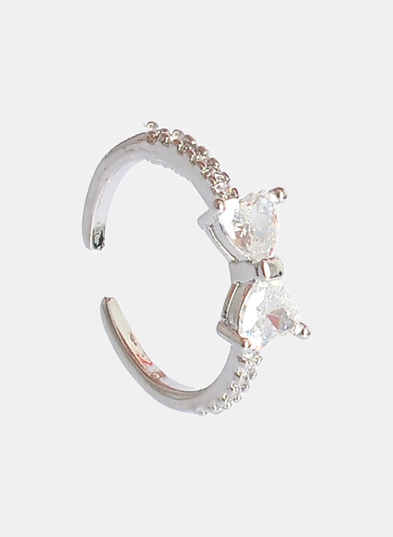 Akher el Ankoud Women'S Open Ring With A Bow Design, Studded With Zircon - Image 1