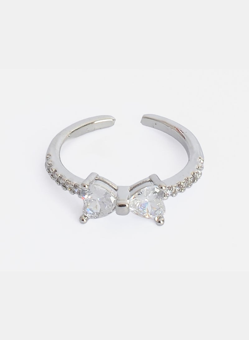 Akher el Ankoud Women'S Open Ring With A Bow Design, Studded With Zircon - Image 3