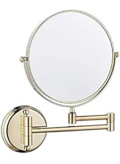 Generic 8 Inch Wall Mounted Makeup Mirror with 3X Magnification, 2 Sides, 360 Degree Rotation Function, Chrome Finish for Bedroom, Bathroom, Hotel - Gold 