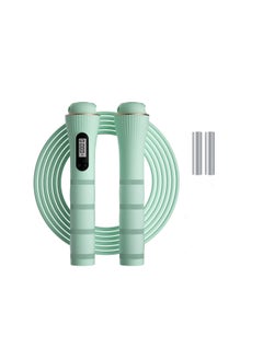 Speed Skipping Rope with Counter for Women Men, Digital Jump Rope Adjustable Weights, Weighted Jump Rope for Workout Boxing Home Gym, Green