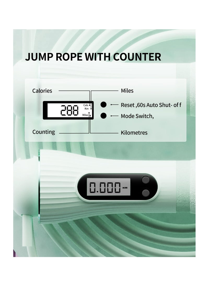 KASTWAVE - Speed Skipping Rope with Counter for Women Men, Digital Jump Rope Adjustable Weights, Weighted Jump Rope for Workout Boxing Home Gym, Green - Image 1