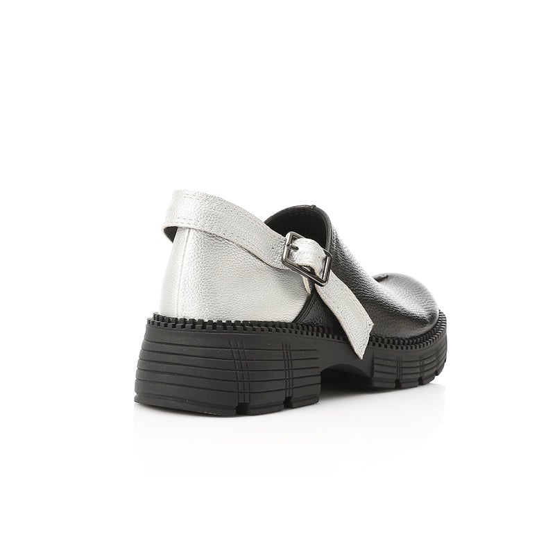 مستر.جو حذاء لوفر حريمي مريح بلونين - أسود وفضي - Image 3