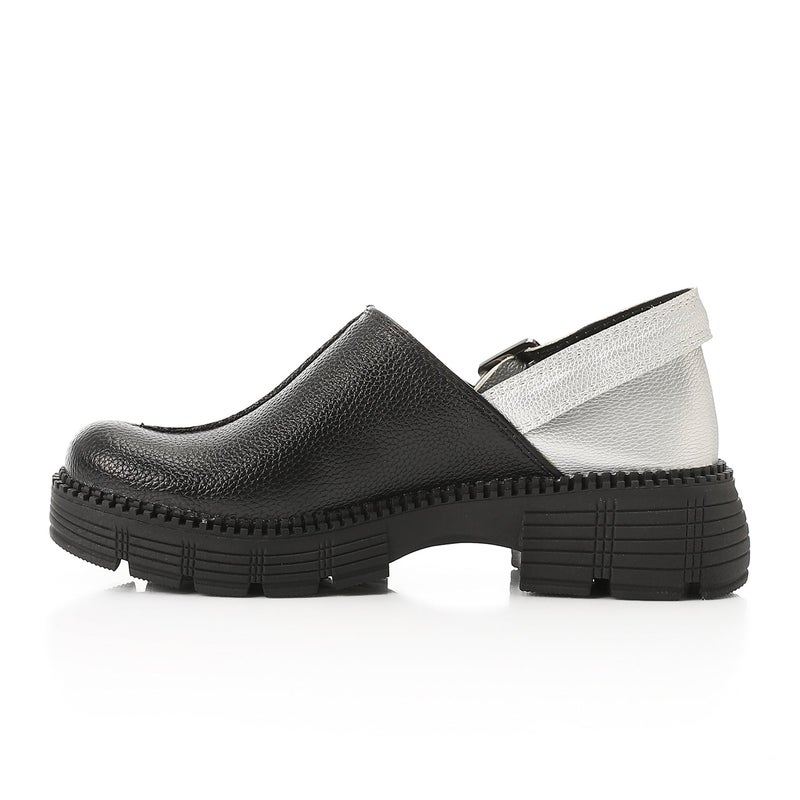 مستر.جو حذاء لوفر حريمي مريح بلونين - أسود وفضي - Image 4